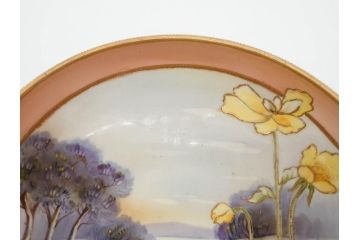 オールドノリタケ　NORITAKE　金彩　花　ハンドル付　柔らかな色彩が美しいボウル(M-NIPPON印、風景、ハンドペイント、プレート、深皿、洋食器)(R-082747)