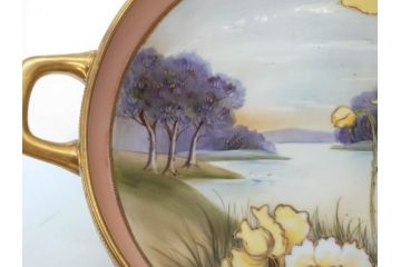 オールドノリタケ　NORITAKE　金彩　花　ハンドル付　柔らかな色彩が美しいボウル(M-NIPPON印、風景、ハンドペイント、プレート、深皿、洋食器)(R-082747)