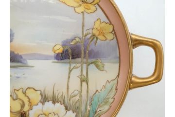 オールドノリタケ　NORITAKE　金彩　花　ハンドル付　柔らかな色彩が美しいボウル(M-NIPPON印、風景、ハンドペイント、プレート、深皿、洋食器)(R-082747)
