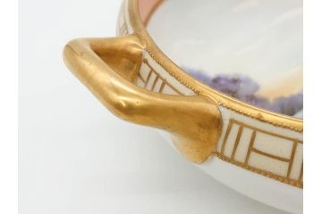 オールドノリタケ　NORITAKE　金彩　花　ハンドル付　柔らかな色彩が美しいボウル(M-NIPPON印、風景、ハンドペイント、プレート、深皿、洋食器)(R-082747)