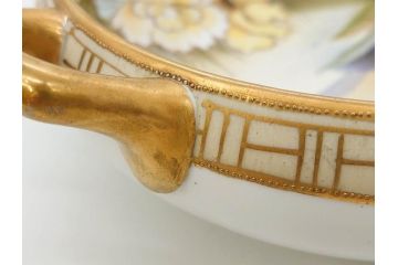 オールドノリタケ　NORITAKE　金彩　花　ハンドル付　柔らかな色彩が美しいボウル(M-NIPPON印、風景、ハンドペイント、プレート、深皿、洋食器)(R-082747)