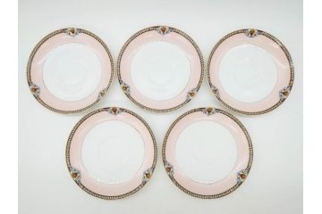 オールドノリタケ　NORITAKE　ヤジロベー印　ピンク　品よく可愛らしいカップ&ソーサー5客セット(花、金彩、C&S、日本陶器會社、洋食器)(R-082748)