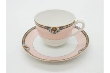 オールドノリタケ　NORITAKE　ヤジロベー印　ピンク　品よく可愛らしいカップ&ソーサー5客セット(花、金彩、C&S、日本陶器會社、洋食器)(R-082748)