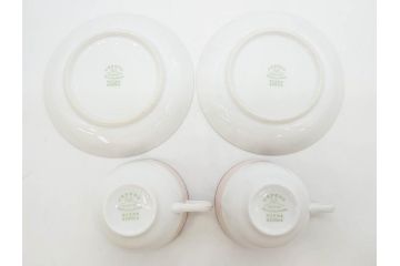 オールドノリタケ　NORITAKE　ヤジロベー印　ピンク　品よく可愛らしいカップ&ソーサー5客セット(花、金彩、C&S、日本陶器會社、洋食器)(R-082748)