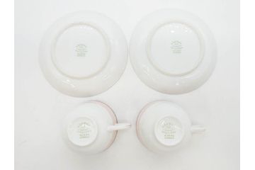 オールドノリタケ　NORITAKE　ヤジロベー印　ピンク　品よく可愛らしいカップ&ソーサー5客セット(花、金彩、C&S、日本陶器會社、洋食器)(R-082748)