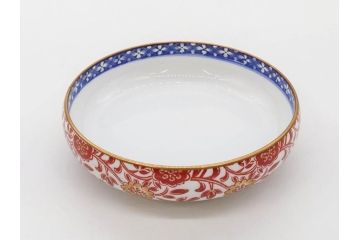 オールドノリタケ　NORITAKE　花唐草文　赤絵　金彩　3.2寸・3.7寸・4寸　食卓を華やかに彩る蓋付き茶碗4客&小鉢4客セット(器、どんぶり、深鉢、深皿、向付、マルキ印、和皿、和食器、三寸二分、三寸七分、四寸)(R-082749)