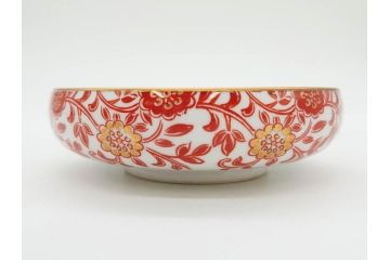オールドノリタケ　NORITAKE　花唐草文　赤絵　金彩　3.2寸・3.7寸・4寸　食卓を華やかに彩る蓋付き茶碗4客&小鉢4客セット(器、どんぶり、深鉢、深皿、向付、マルキ印、和皿、和食器、三寸二分、三寸七分、四寸)(R-082749)