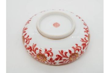 オールドノリタケ　NORITAKE　花唐草文　赤絵　金彩　3.2寸・3.7寸・4寸　食卓を華やかに彩る蓋付き茶碗4客&小鉢4客セット(器、どんぶり、深鉢、深皿、向付、マルキ印、和皿、和食器、三寸二分、三寸七分、四寸)(R-082749)
