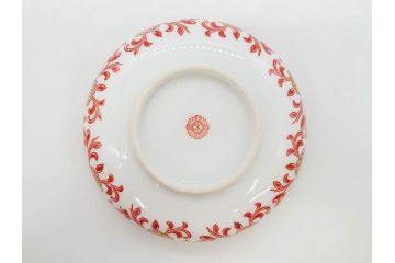 オールドノリタケ　NORITAKE　花唐草文　赤絵　金彩　3.2寸・3.7寸・4寸　食卓を華やかに彩る蓋付き茶碗4客&小鉢4客セット(器、どんぶり、深鉢、深皿、向付、マルキ印、和皿、和食器、三寸二分、三寸七分、四寸)(R-082749)