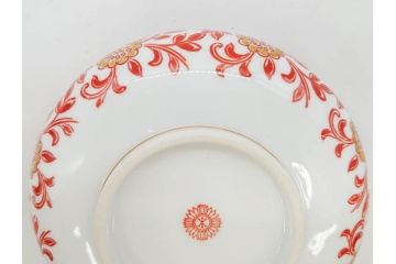 オールドノリタケ　NORITAKE　花唐草文　赤絵　金彩　3.2寸・3.7寸・4寸　食卓を華やかに彩る蓋付き茶碗4客&小鉢4客セット(器、どんぶり、深鉢、深皿、向付、マルキ印、和皿、和食器、三寸二分、三寸七分、四寸)(R-082749)