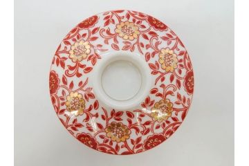 オールドノリタケ　NORITAKE　花唐草文　赤絵　金彩　3.2寸・3.7寸・4寸　食卓を華やかに彩る蓋付き茶碗4客&小鉢4客セット(器、どんぶり、深鉢、深皿、向付、マルキ印、和皿、和食器、三寸二分、三寸七分、四寸)(R-082749)