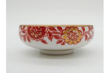 オールドノリタケ　NORITAKE　花唐草文　赤絵　金彩　2.3寸・3.2寸・5.1寸　食卓に映える鮮やかな色彩が魅力の皿10枚&小鉢4客セット(小皿、中皿、器、深鉢、深皿、向付、マルキ印、和皿、和食器、二寸三分、三寸二分、五寸一分)(R-082750)