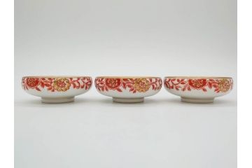 オールドノリタケ　NORITAKE　花唐草文　赤絵　金彩　2.3寸・3.2寸・5.1寸　食卓に映える鮮やかな色彩が魅力の皿10枚&小鉢4客セット(小皿、中皿、器、深鉢、深皿、向付、マルキ印、和皿、和食器、二寸三分、三寸二分、五寸一分)(R-082750)