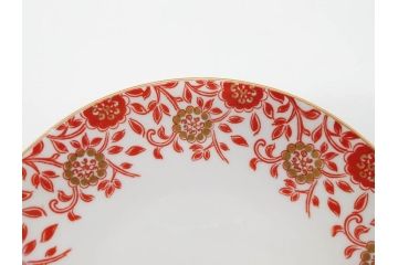 オールドノリタケ　NORITAKE　花唐草文　赤絵　金彩　2.3寸・3.2寸・5.1寸　食卓に映える鮮やかな色彩が魅力の皿10枚&小鉢4客セット(小皿、中皿、器、深鉢、深皿、向付、マルキ印、和皿、和食器、二寸三分、三寸二分、五寸一分)(R-082750)