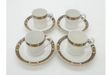 オールドノリタケ　NORITAKE　ラスター彩　ハンドル付　レモン　花　寛ぎの時間を演出するプレート3枚・カップ&ソーサー4客セット(マルキ印、金彩、キャンディーディッシュ、アクセサリートレー、トレイ、C&S、小皿、中皿、深皿、洋食器)(R-082751)