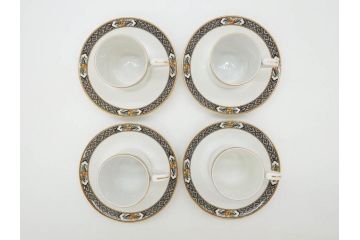 オールドノリタケ　NORITAKE　ラスター彩　ハンドル付　レモン　花　寛ぎの時間を演出するプレート3枚・カップ&ソーサー4客セット(マルキ印、金彩、キャンディーディッシュ、アクセサリートレー、トレイ、C&S、小皿、中皿、深皿、洋食器)(R-082751)