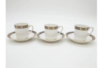 オールドノリタケ　NORITAKE　ラスター彩　ハンドル付　レモン　花　寛ぎの時間を演出するプレート3枚・カップ&ソーサー4客セット(マルキ印、金彩、キャンディーディッシュ、アクセサリートレー、トレイ、C&S、小皿、中皿、深皿、洋食器)(R-082751)