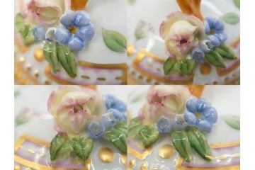 デンマーク　ROYAL COPENHAGEN(ロイヤルコペンハーゲン)　フローラダニカ　優雅で気品に満ちた蓋付きカップ&ソーサー(金彩、花、カスタードポット、マスタード、蓋物、洋食器、C&S、北欧)(R-082752)