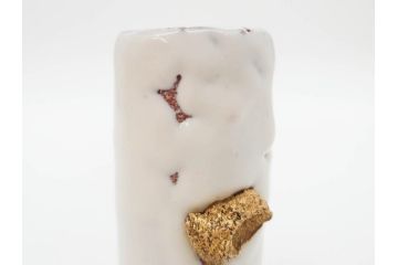 三輪和彦(十三代 三輪休雪)　匠の趣向が光る金耳盃(萩焼、耳付、杯、酒器、裏印、ウコン布付き、共箱付き)(R-082753)