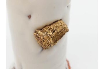 三輪和彦(十三代 三輪休雪)　匠の趣向が光る金耳盃(萩焼、耳付、杯、酒器、裏印、ウコン布付き、共箱付き)(R-082753)