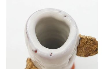 三輪和彦(十三代 三輪休雪)　匠の趣向が光る金耳盃(萩焼、耳付、杯、酒器、裏印、ウコン布付き、共箱付き)(R-082753)