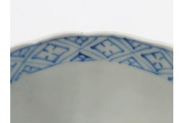 江戸期　成化年製　古伊万里　染付　微塵唐草　松竹梅文　落ち着いた佇まいのそば猪口3客セット(蕎麦猪口、湯呑み、湯のみ、和食器)(R-082755)