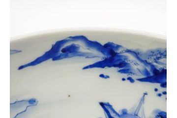 江戸期　古伊万里　染付　竹林七賢人図　細かな絵付けが見事な盃洗(杯洗、花鳥図、フルーツボウル、コンポート、高台皿、台鉢、和食器)(R-082757)