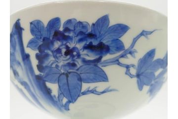 江戸期　古伊万里　染付　竹林七賢人図　細かな絵付けが見事な盃洗(杯洗、花鳥図、フルーツボウル、コンポート、高台皿、台鉢、和食器)(R-082757)