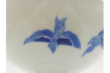 江戸期　古伊万里　染付　竹林七賢人図　細かな絵付けが見事な盃洗(杯洗、花鳥図、フルーツボウル、コンポート、高台皿、台鉢、和食器)(R-082757)