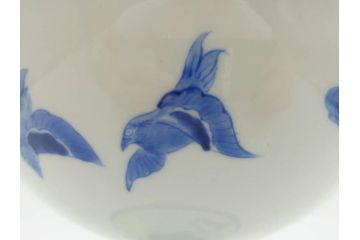 江戸期　古伊万里　染付　竹林七賢人図　細かな絵付けが見事な盃洗(杯洗、花鳥図、フルーツボウル、コンポート、高台皿、台鉢、和食器)(R-082757)