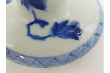江戸期　古伊万里　染付　竹林七賢人図　細かな絵付けが見事な盃洗(杯洗、花鳥図、フルーツボウル、コンポート、高台皿、台鉢、和食器)(R-082757)
