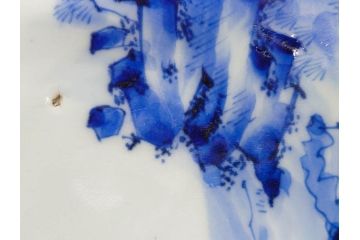 江戸期　古伊万里　染付　竹林七賢人図　細かな絵付けが見事な盃洗(杯洗、花鳥図、フルーツボウル、コンポート、高台皿、台鉢、和食器)(R-082757)