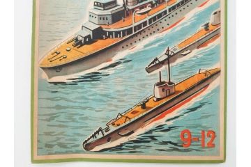 戦前　昭和17年(1942年)　中川光一作　切り紙　組立　潜水艦と潜水母艦　紙模型(キリガミ・クミタテ、童画書房、組み立て、ペーパークラフト)(R-082759)
