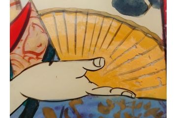 江戸〜明治期　あでやかな風情あるガラス絵(硝子絵、美人画、浮世絵、和服、着物、額装、絵画)(R-082760)