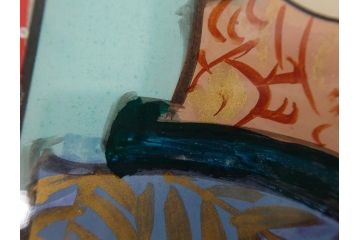 江戸〜明治期　あでやかな風情あるガラス絵(硝子絵、美人画、浮世絵、和服、着物、額装、絵画)(R-082760)