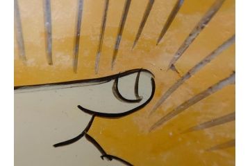 江戸〜明治期　あでやかな風情あるガラス絵(硝子絵、美人画、浮世絵、和服、着物、額装、絵画)(R-082760)