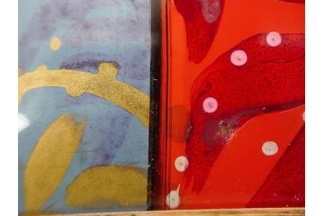 江戸〜明治期　あでやかな風情あるガラス絵(硝子絵、美人画、浮世絵、和服、着物、額装、絵画)(R-082760)