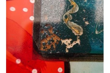 江戸〜明治期　あでやかな風情あるガラス絵(硝子絵、美人画、浮世絵、和服、着物、額装、絵画)(R-082760)