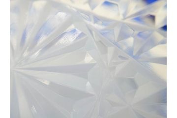 時代物　切子　色被せ　青　爽やかな雰囲気のガラスボウル(硝子、深皿、鉢)(R-082761)