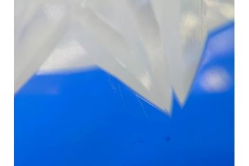 時代物　切子　色被せ　青　爽やかな雰囲気のガラスボウル(硝子、深皿、鉢)(R-082761)