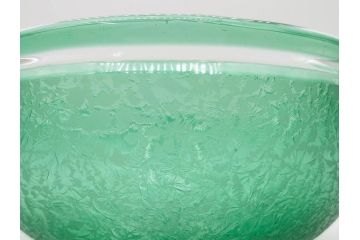 時代物　大正〜昭和初期　結霜ガラス　緑　レトロな雰囲気を醸し出すガラスボウル(硝子、グリーン、深皿)(R-082762)