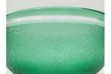 時代物　大正〜昭和初期　結霜ガラス　緑　レトロな雰囲気を醸し出すガラスボウル(硝子、グリーン、深皿)(R-082762)