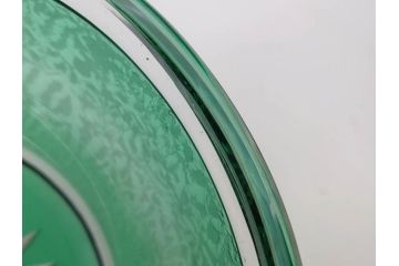 時代物　大正〜昭和初期　結霜ガラス　緑　レトロな雰囲気を醸し出すガラスボウル(硝子、グリーン、深皿)(R-082762)