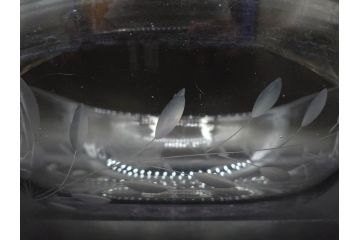 当時物　大正〜昭和初期　切子　花　淑やかな佇まいのガラスボウル(バラ、薔薇、硝子、深皿、深鉢)(R-082763)