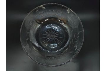 当時物　大正〜昭和初期　切子　花　淑やかな佇まいのガラスボウル(バラ、薔薇、硝子、深皿、深鉢)(R-082763)