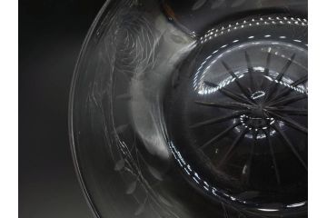 当時物　大正〜昭和初期　切子　花　淑やかな佇まいのガラスボウル(バラ、薔薇、硝子、深皿、深鉢)(R-082763)
