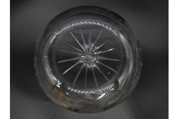 当時物　大正〜昭和初期　切子　花　淑やかな佇まいのガラスボウル(バラ、薔薇、硝子、深皿、深鉢)(R-082763)