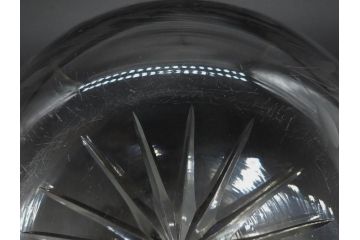 当時物　大正〜昭和初期　切子　花　淑やかな佇まいのガラスボウル(バラ、薔薇、硝子、深皿、深鉢)(R-082763)