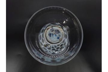 当時物　大正〜昭和初期　棗型(なつめ形)　乳白水玉　可愛らしい印象の赤縁氷コップ2客セット(吹きガラス、硝子、グラス、和ガラス)(R-082764)