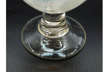 当時物　大正〜昭和初期　棗型(なつめ形)　乳白水玉　可愛らしい印象の赤縁氷コップ2客セット(吹きガラス、硝子、グラス、和ガラス)(R-082764)